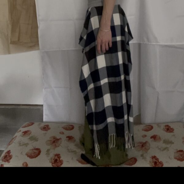 plaid pant leg open skirt