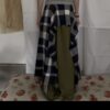 plaid pant leg open skirt
